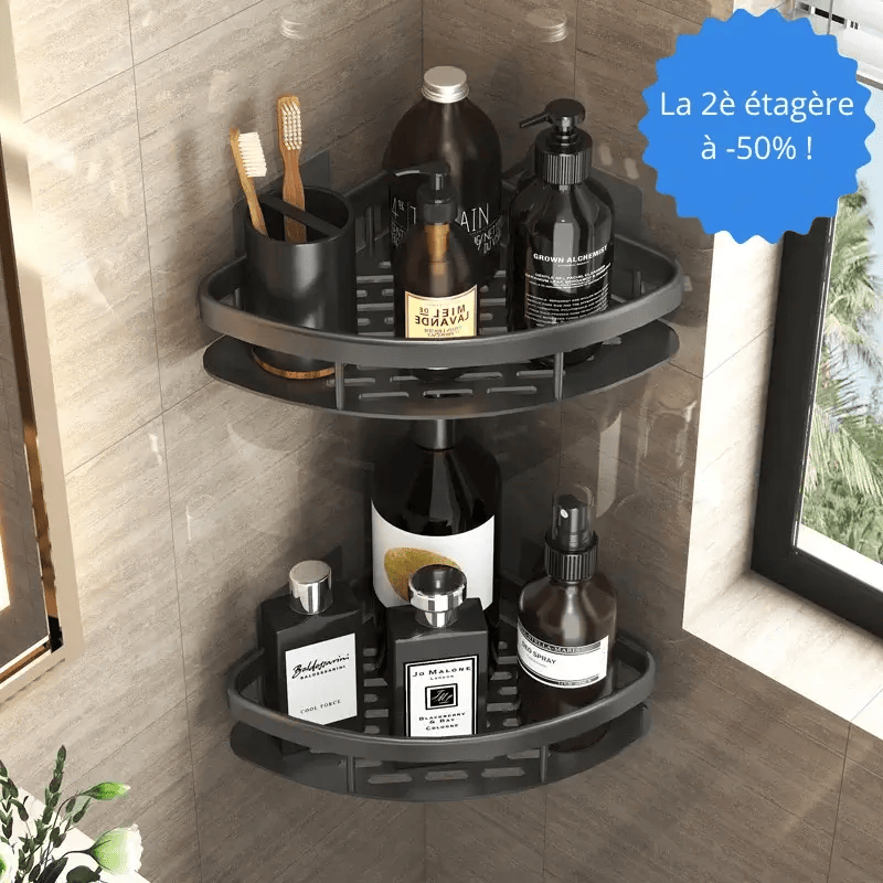 etagere de douche angle noir reduction