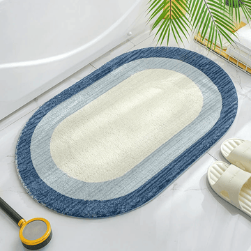 tapis bain arrondi bleu