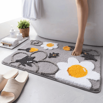 tapis bain jaune gris