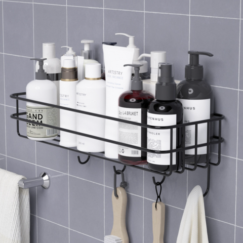 Tablette de douche avec porte-serviette, étagère de douche blanche, sans  percer